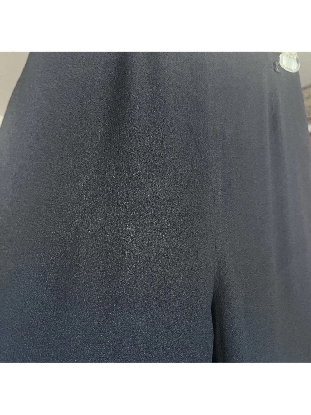 VTG Chanel Straight Leg ‘CC’ Trousers Navy SZ 38 Crepe Office Old Money Classic - Picture 9 of 15